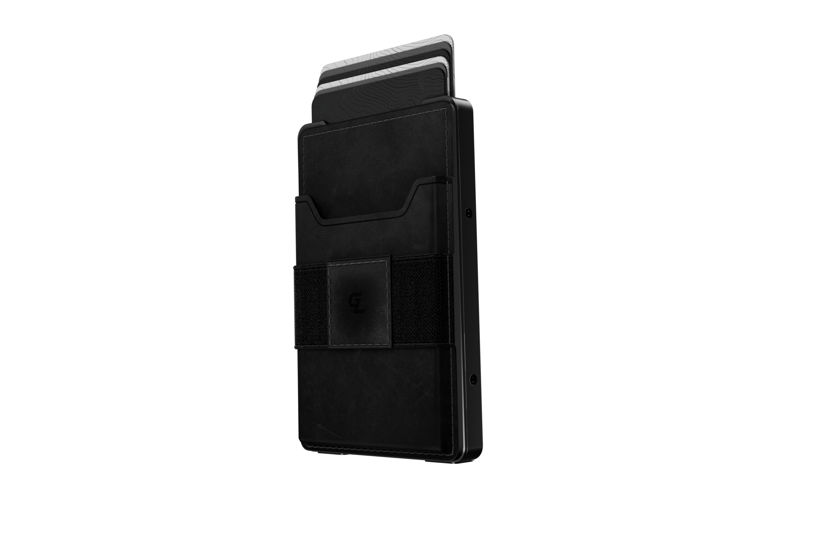 Groove Wallet Go™ - Black Leather Go on Gun Metal Wallet View 1